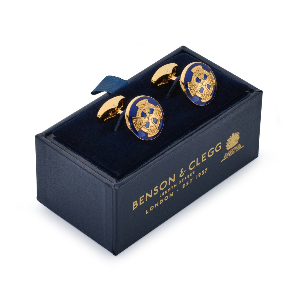 Celtic Cross Cufflinks In Royal Blue