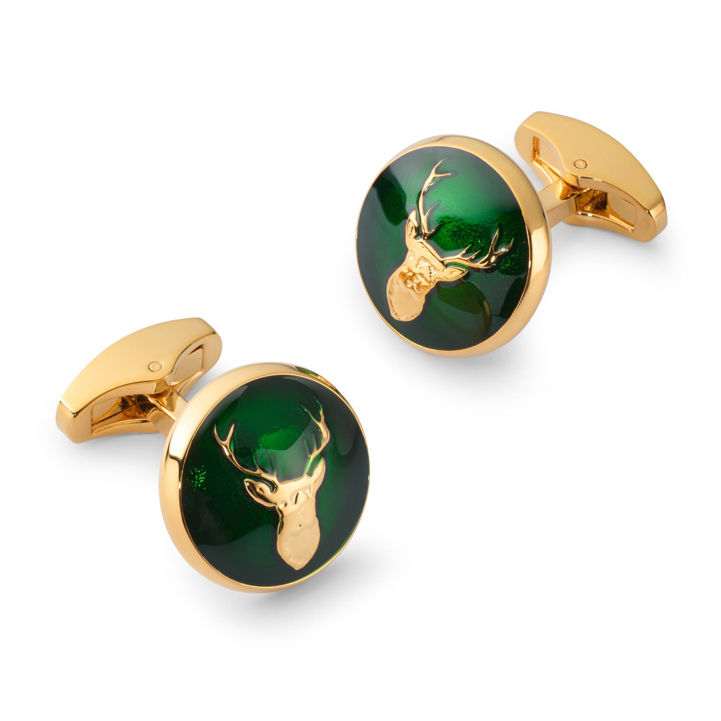 Stag Cufflinks In Forest Green