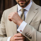 Weave Sterling Silver Cufflinks In Cream
