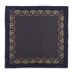 Ornate Paisley Silk Pocket Square In Navy