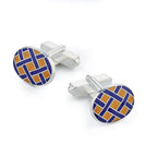 Weave Sterling Silver Cufflinks In Yellow