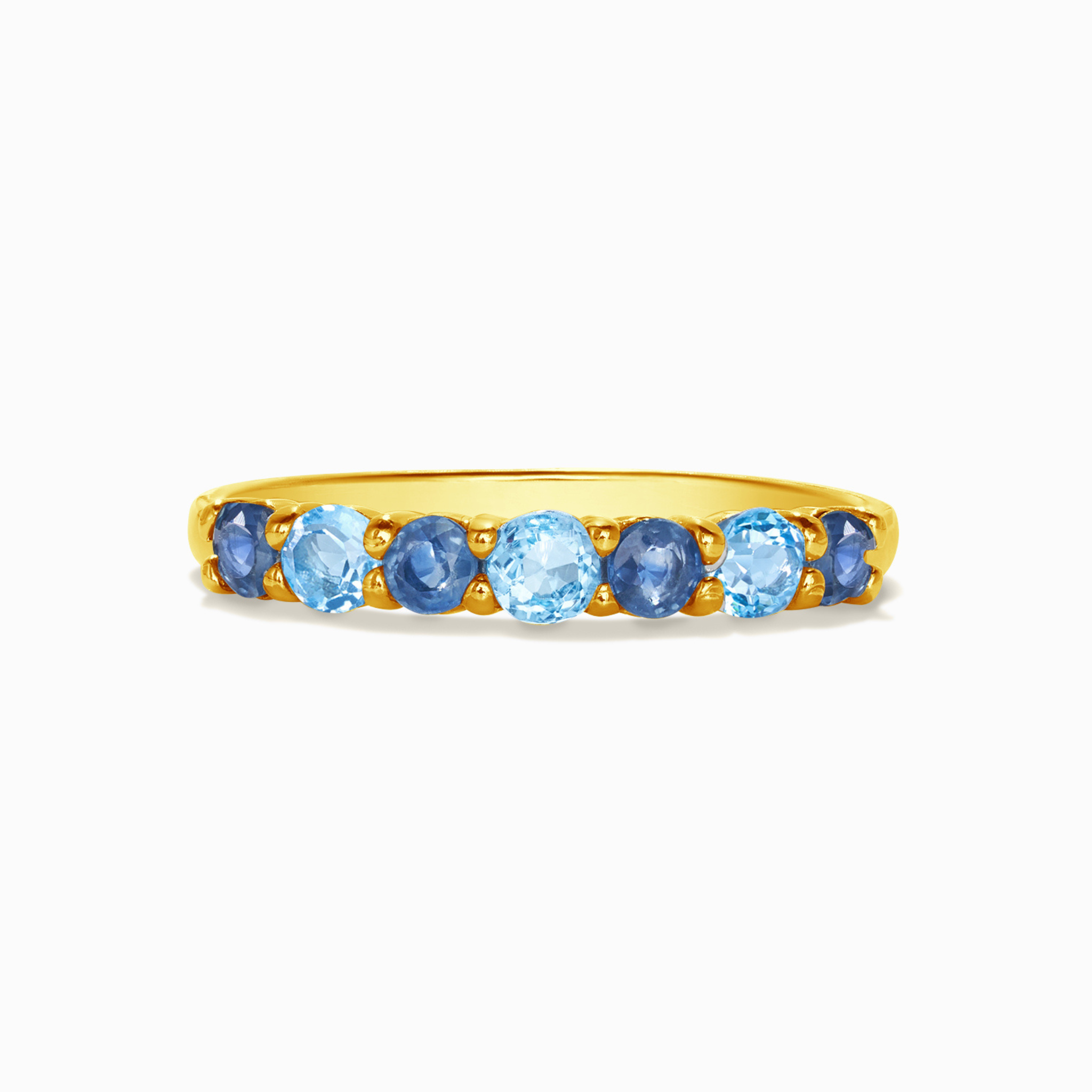 Blue Sapphire & Blue Topaz Half Eternity Band in 18K Gold Vermeil