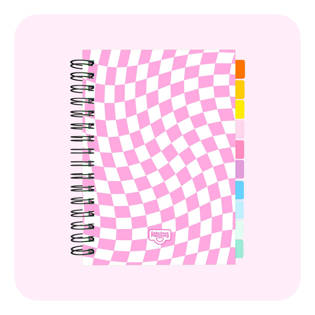 Daily Undated Spiral Spiral Journal Standard Pink Checkers