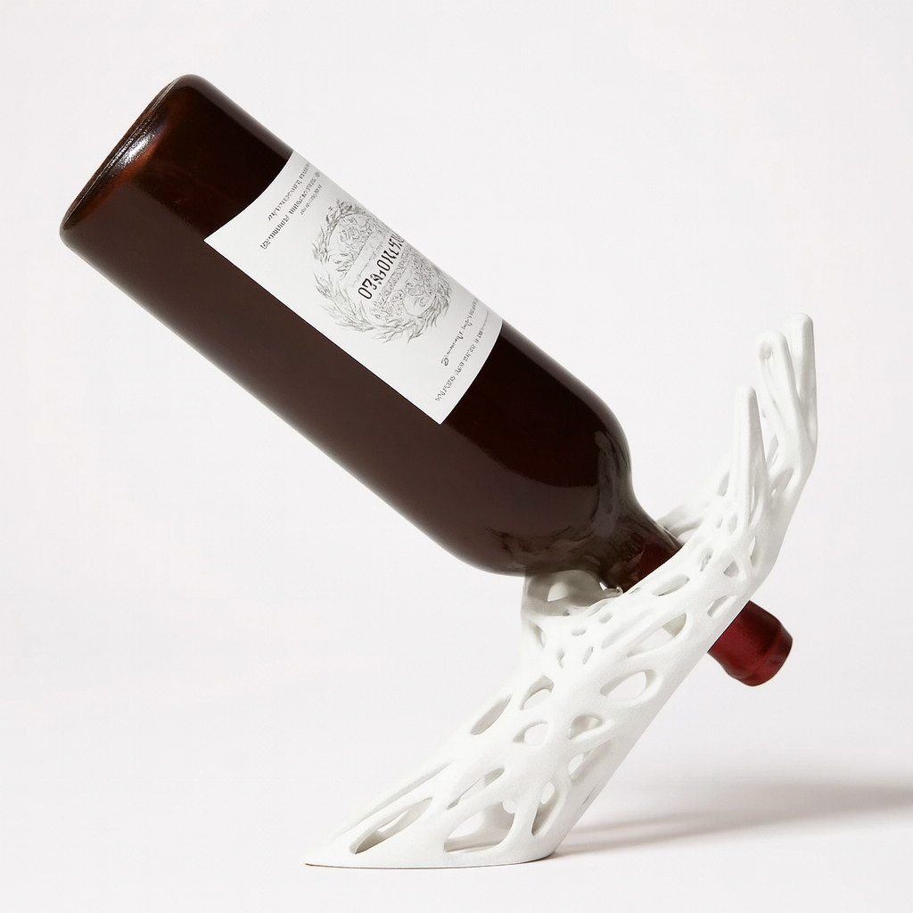 Flow Balancing Wine Bottle Holder 3D Printed White