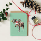 Festive Moose Christmas Card A6 Greeting Card