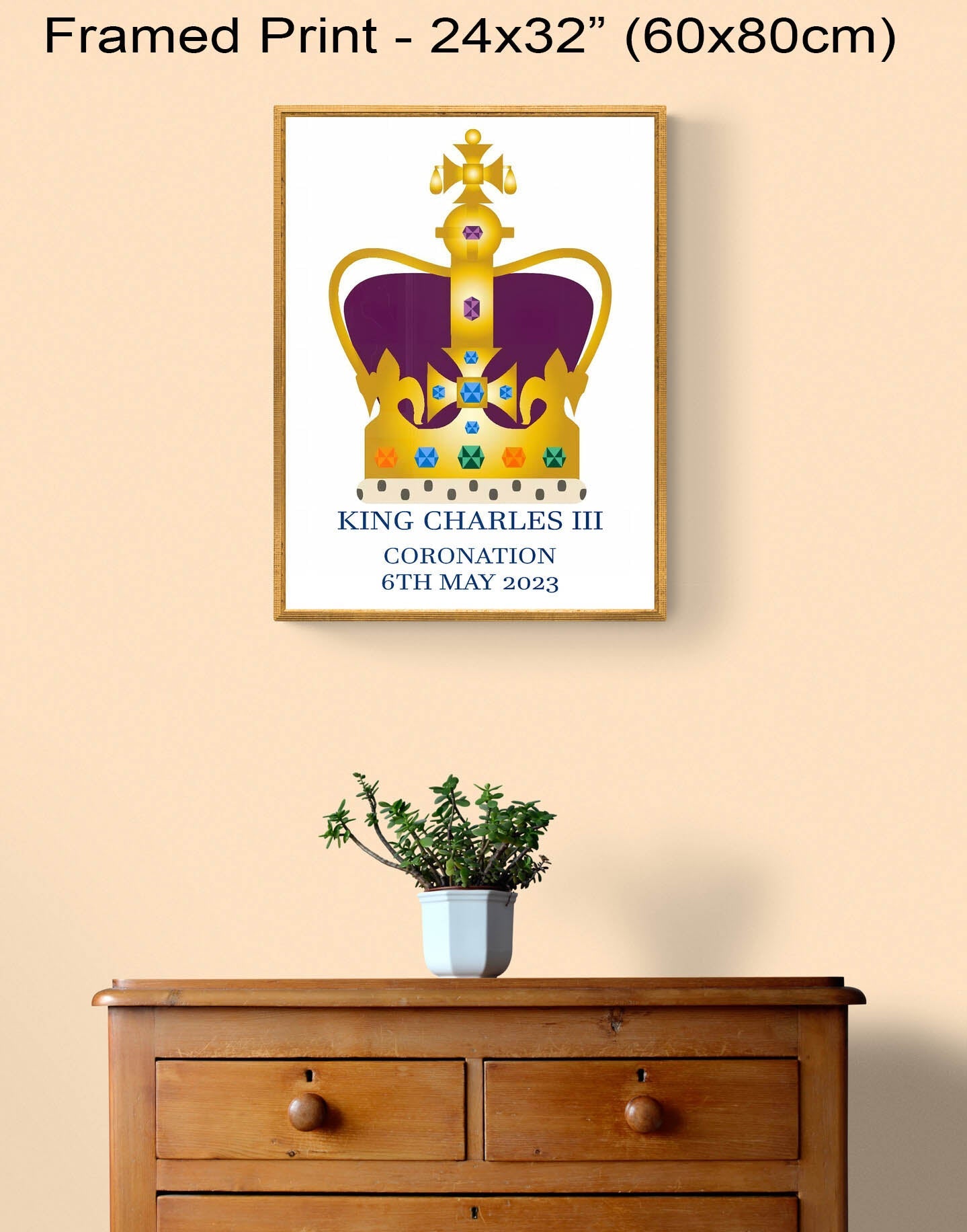 Coronation Crown Emoji on Canvas, Framed Prints, Framed Canvas, Acrylic or Print-only