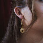 Gold Pentacle Hoop Earrings
