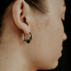 Nocturnal Black Gem Bat Hoop Earrings