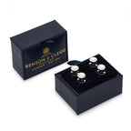 Mother Of Pearl Dress Studs In Silver