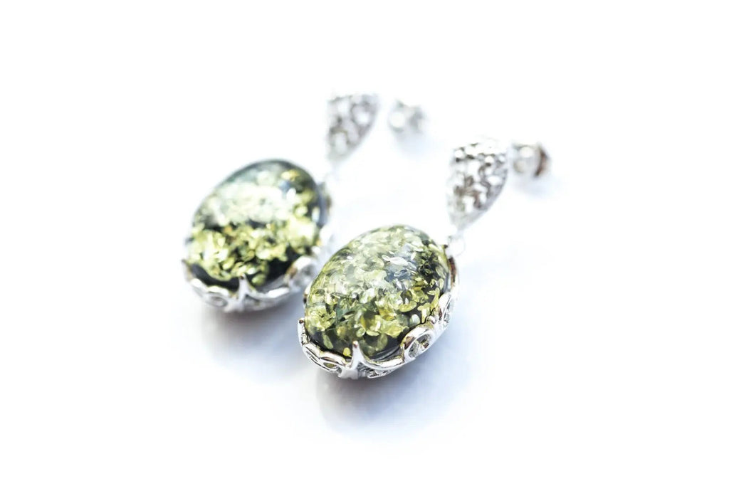 Demi Green Amber Drop Earrings