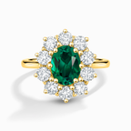 Emerald Halo Engagement Ring in 18k Gold Vermeil