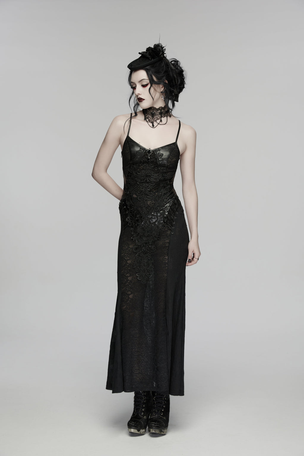 Punk Rave Goth Rose Ribbon Formal Hat