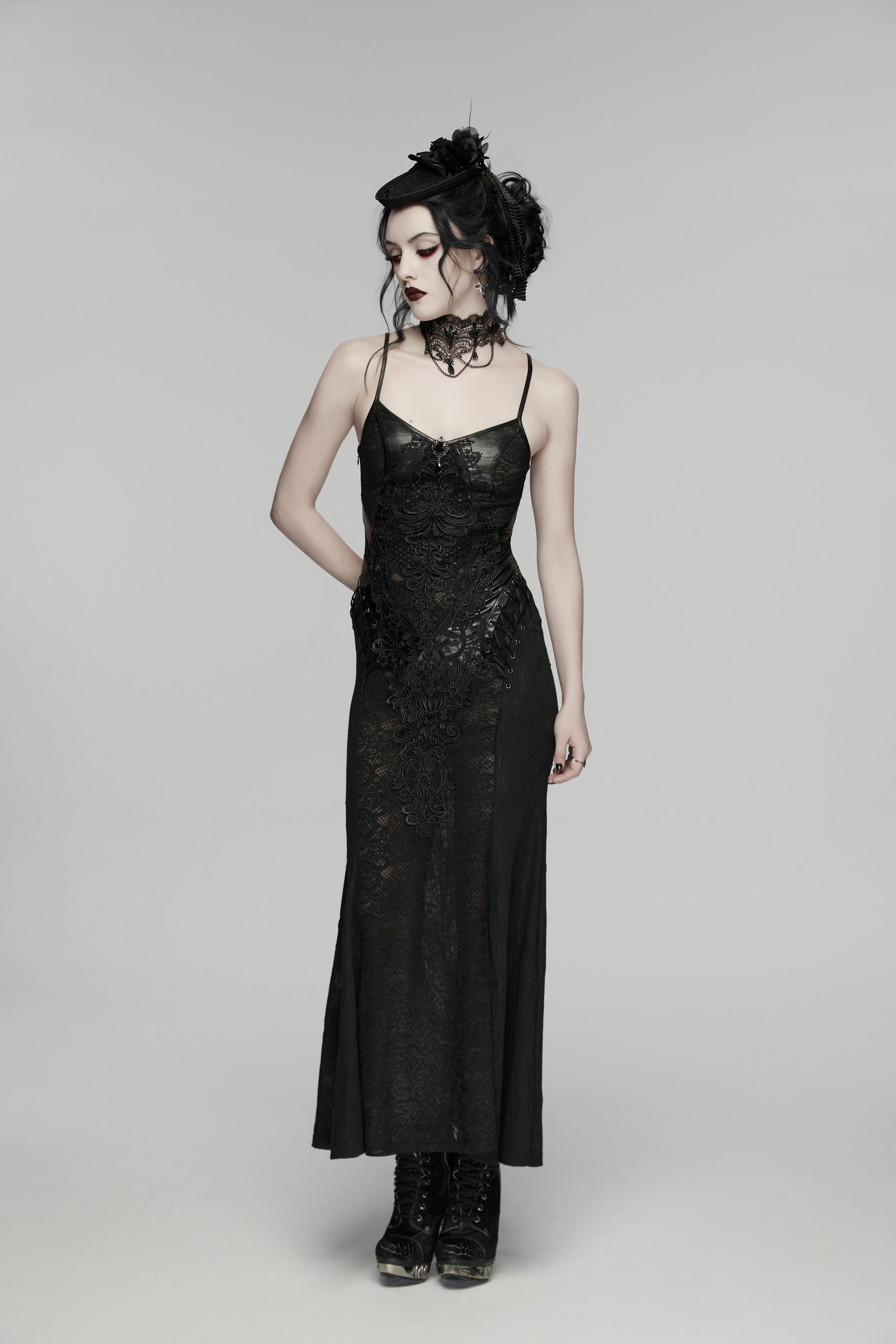 Punk Rave Goth Rose Ribbon Formal Hat