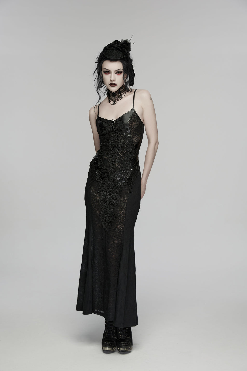 Punk Rave Goth Rose Ribbon Formal Hat