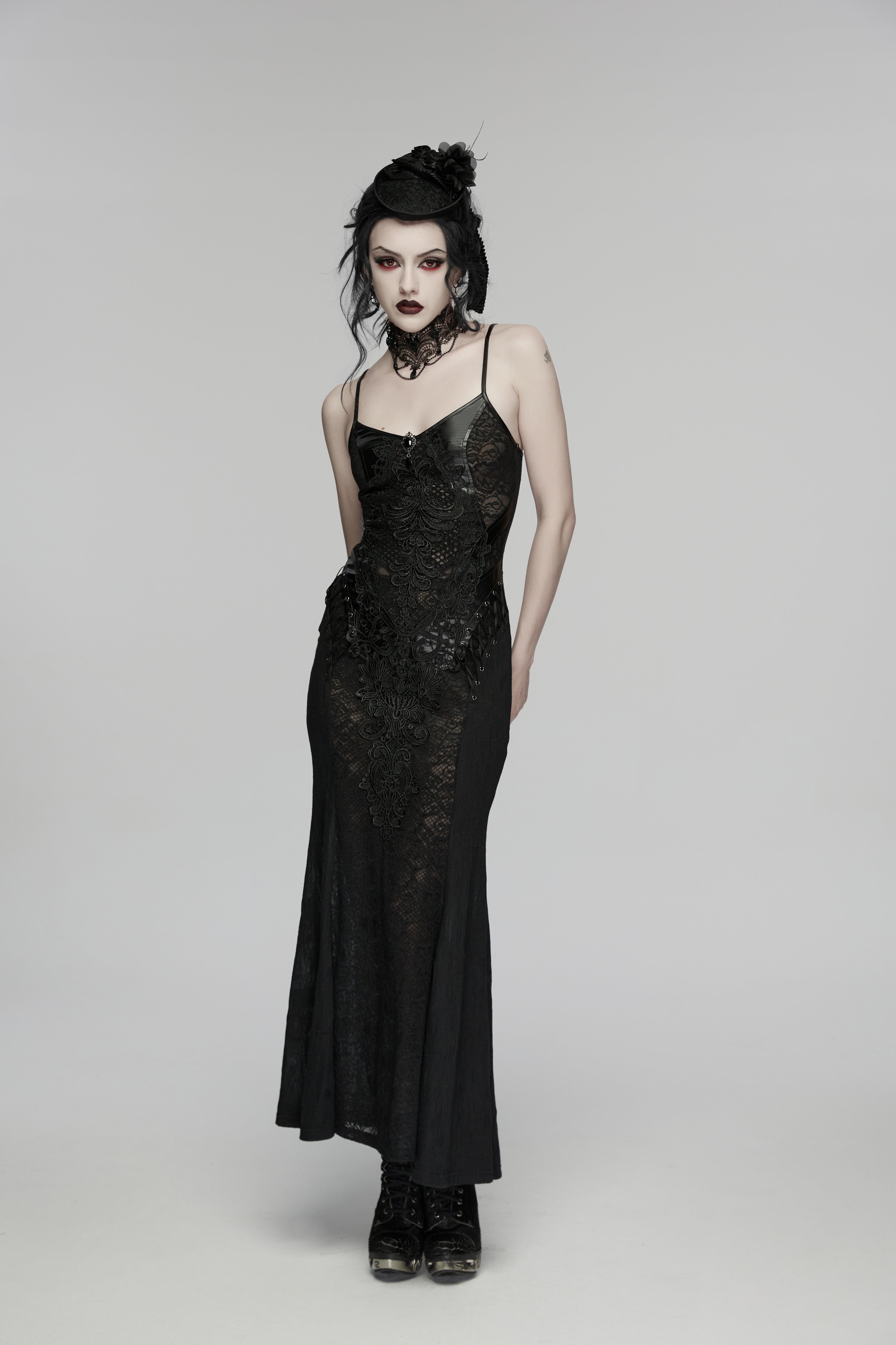 Punk Rave Goth Rose Ribbon Formal Hat