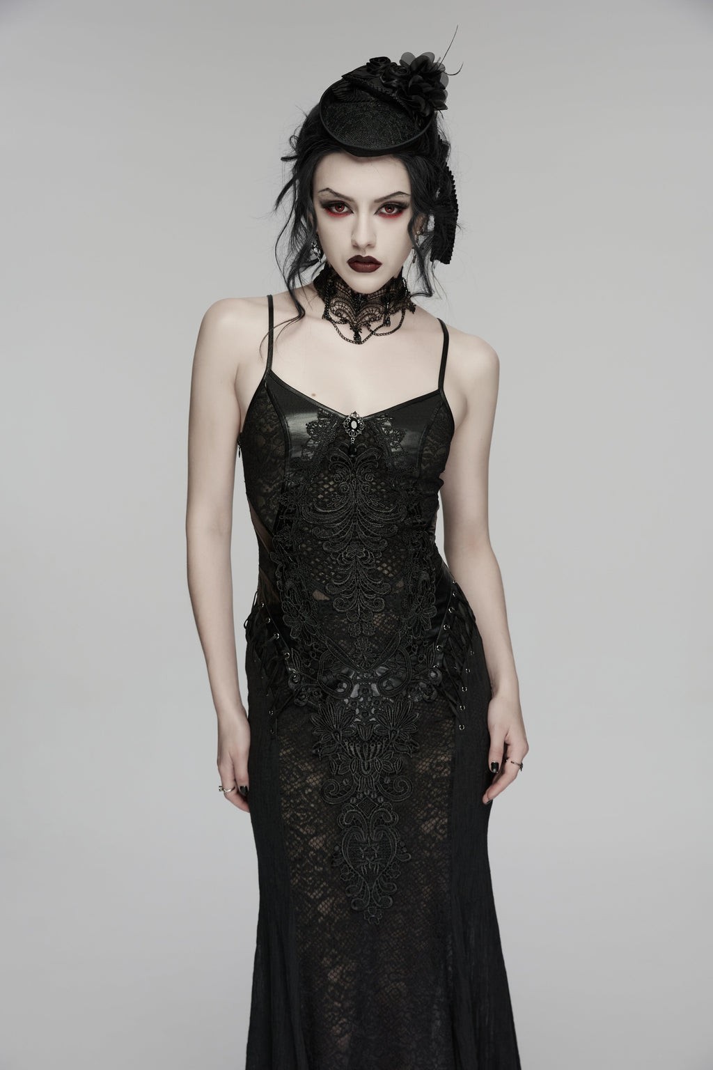 Punk Rave Goth Rose Ribbon Formal Hat