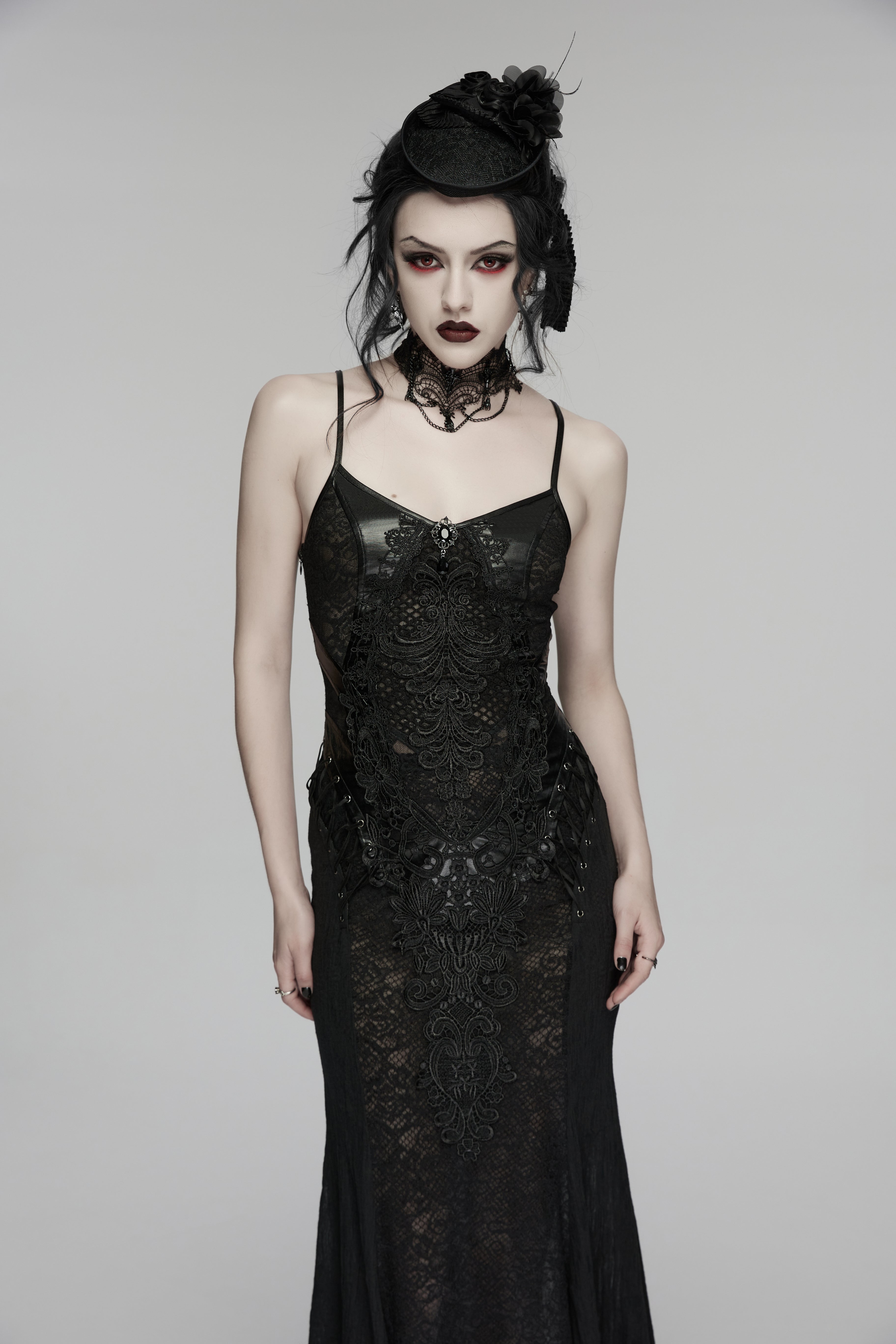 Punk Rave Goth Rose Ribbon Formal Hat