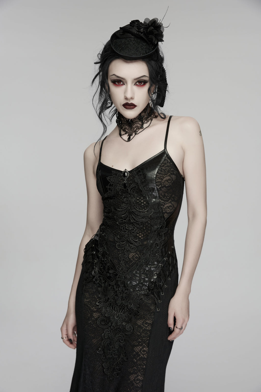 Punk Rave Goth Rose Ribbon Formal Hat