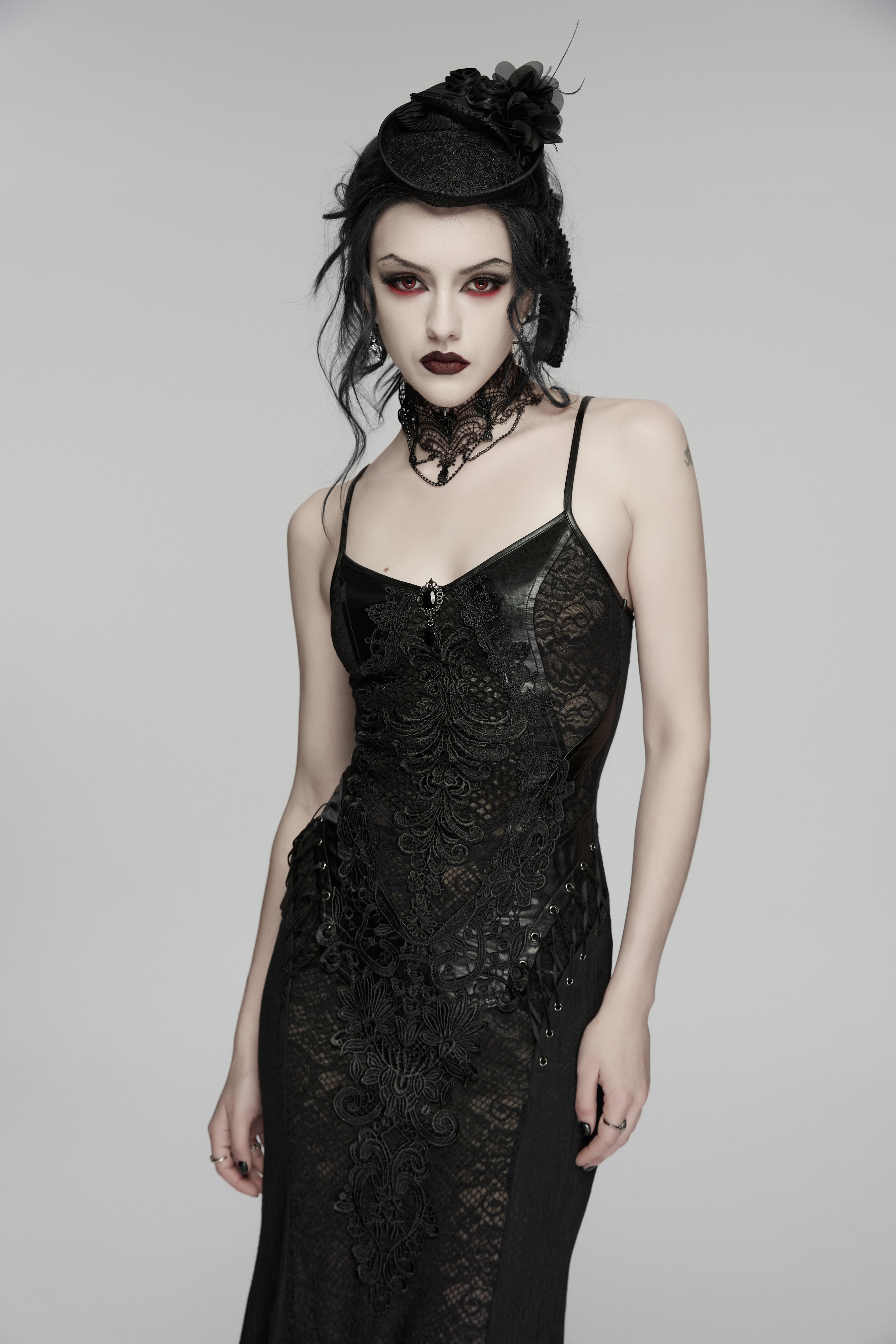 Punk Rave Goth Rose Ribbon Formal Hat