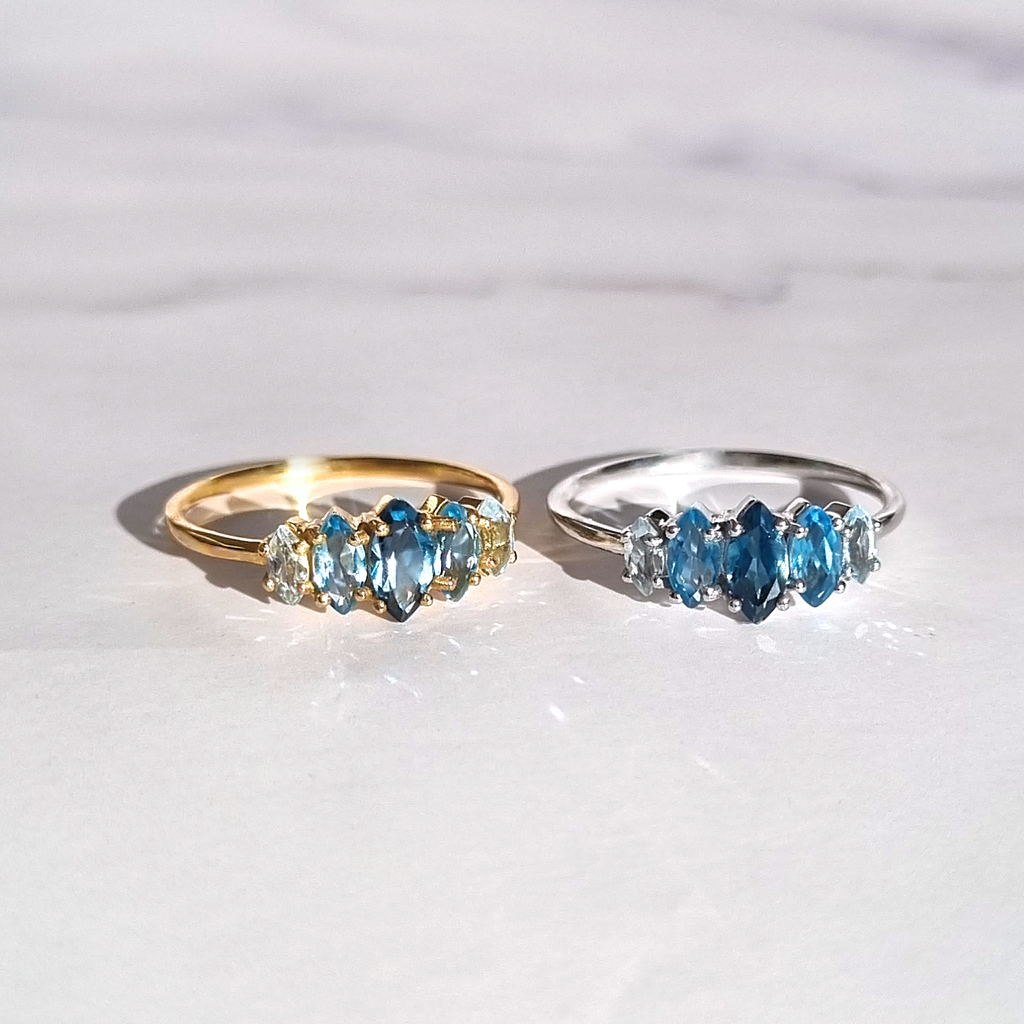 Ombre Blue Topaz Ring in Sterling Silver