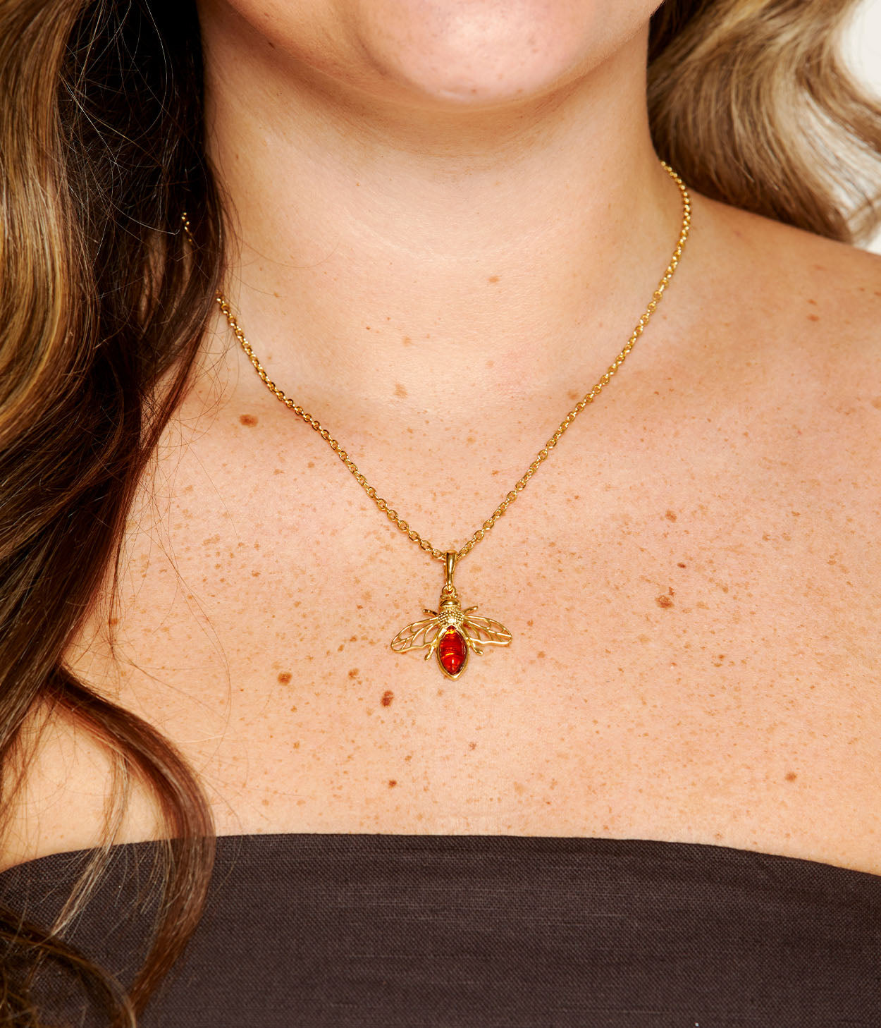 Gold Amber Bee Necklace (PRE-ORDER)