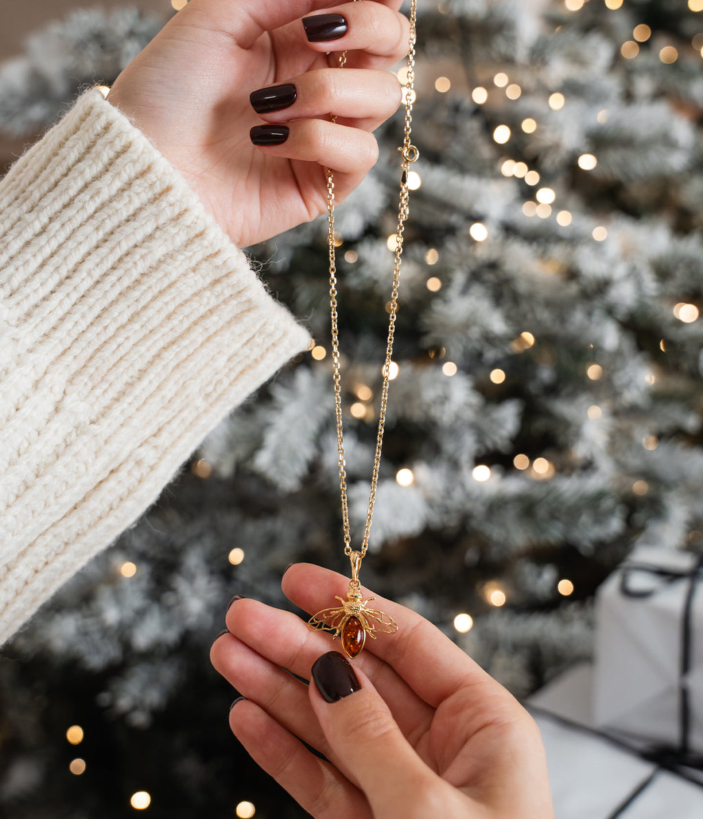 Gold Amber Bee Necklace (PRE-ORDER)