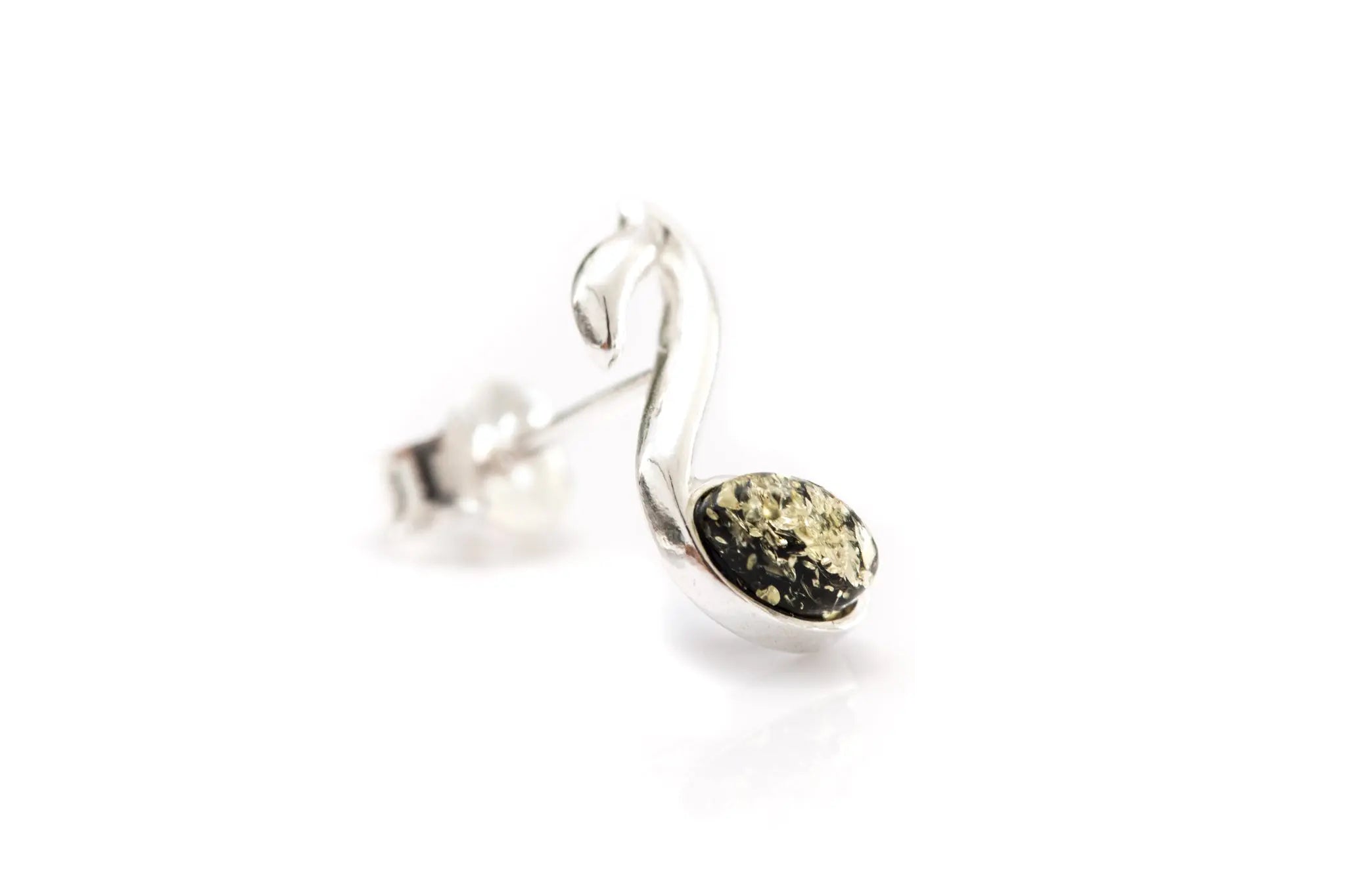 Green Music Note Stud Earrings