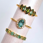 Emerald & Peridot Half Eternity Band in Sterling Silver