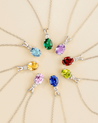 Emerald Pendant Necklace in Sterling Silver