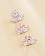 Pink Sapphire Round Cut Three Stone Engagement Ring in Sterling Silver