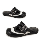 Chocolaticas® Havana Clogs – Gothic Black & White Brogue Vegan Slip-Ons