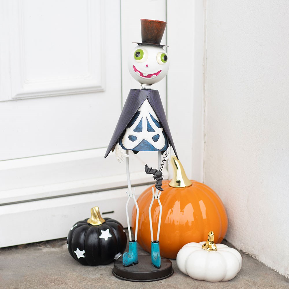 Gothic Gifts Top Hat Metal Skeleton Ornament