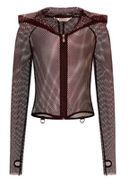 Banned Apparel Liora Red Metallic Fishnet Hoodie