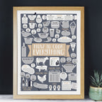 Gold How To Cook Everything Print A3 in oak effect frame