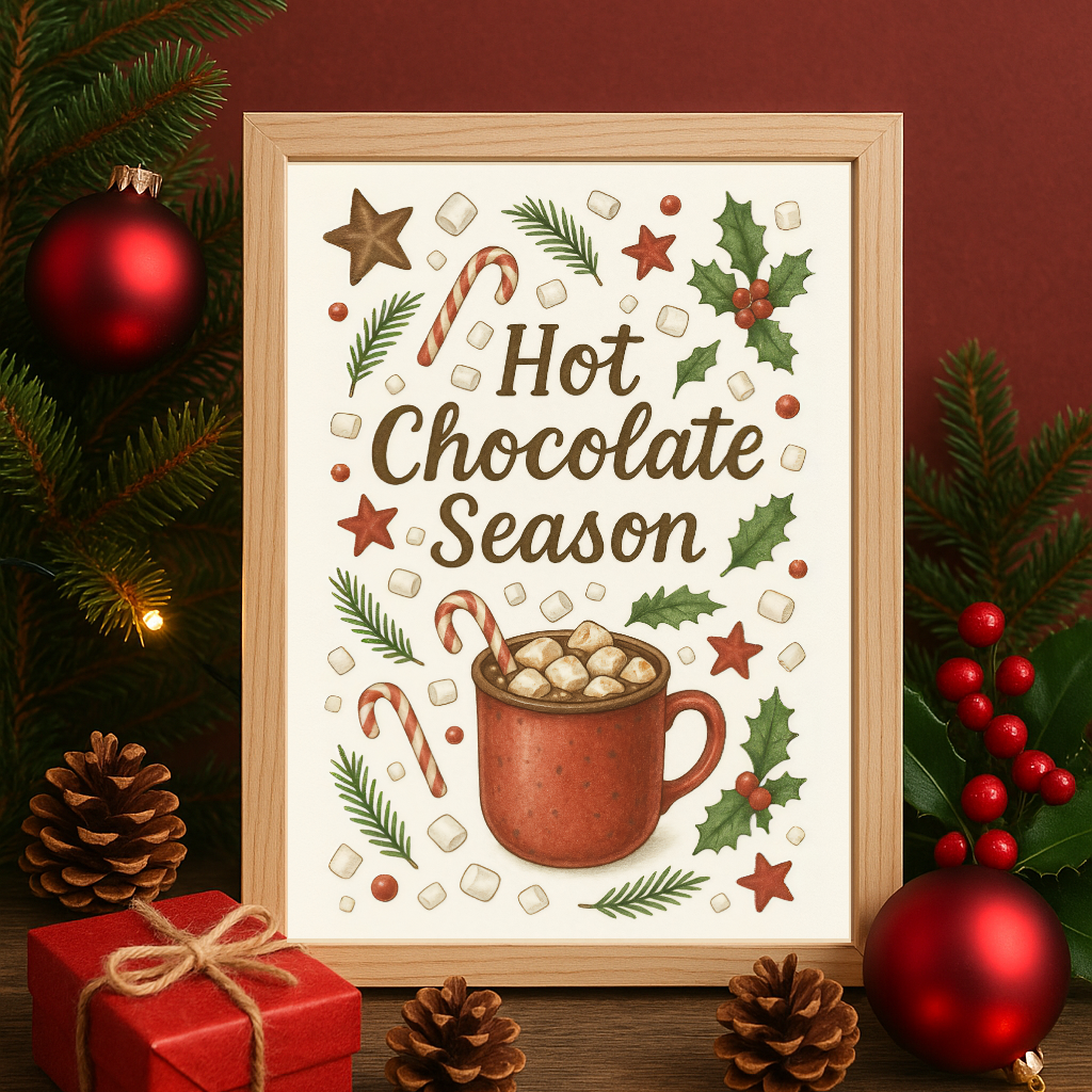 Hot Chocolate Season Christmas Wall Art Print