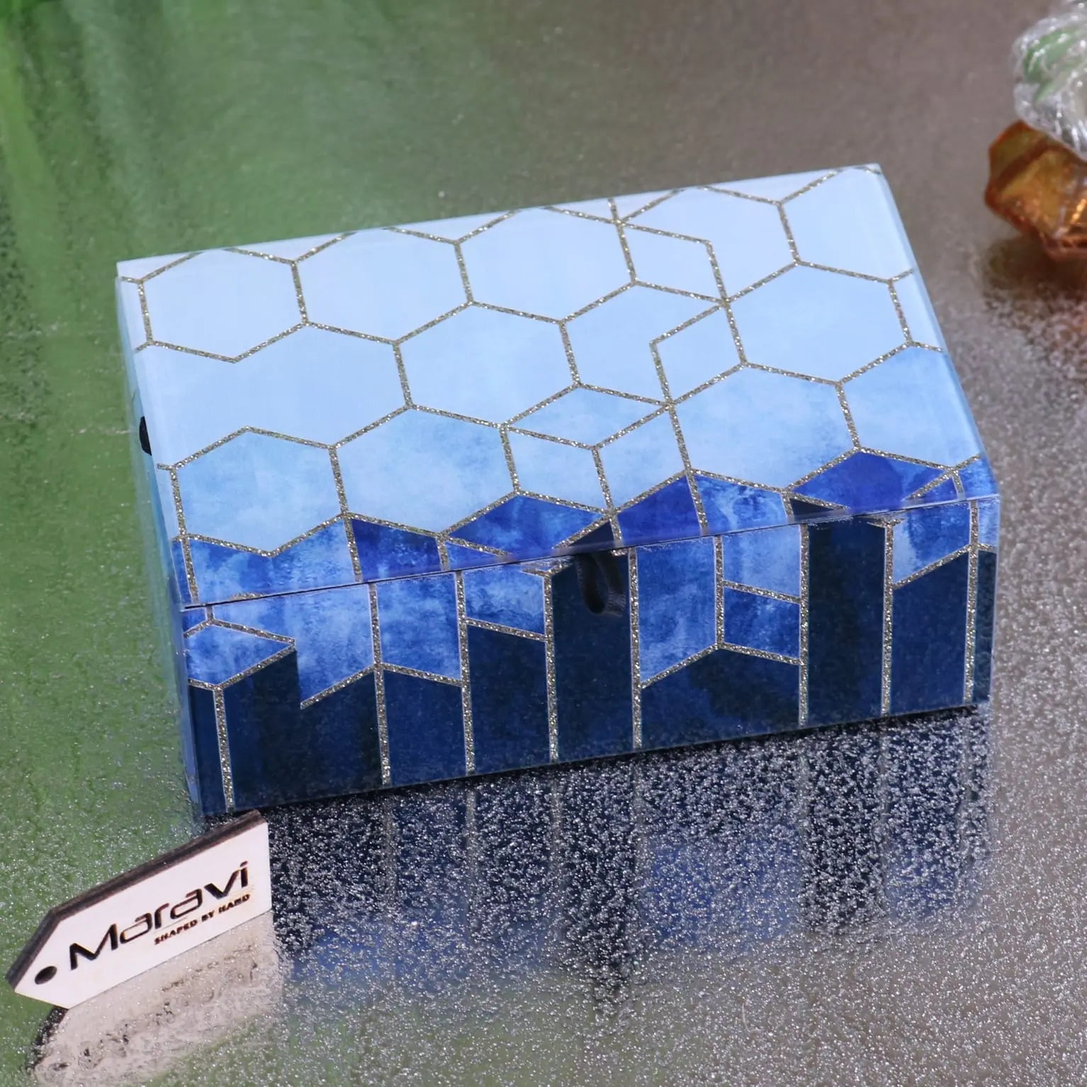 Konark Geometric glass Jewellery Box