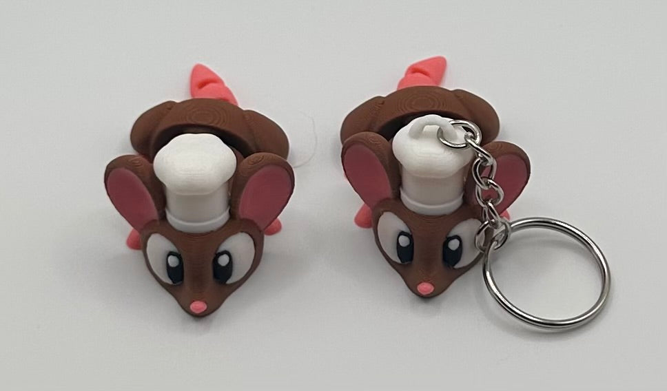 3D Printed Flexi Chef Mouse | Articulated Fidget Toy | Cute Desk Buddy | Keyring Gift for Mouse Lovers