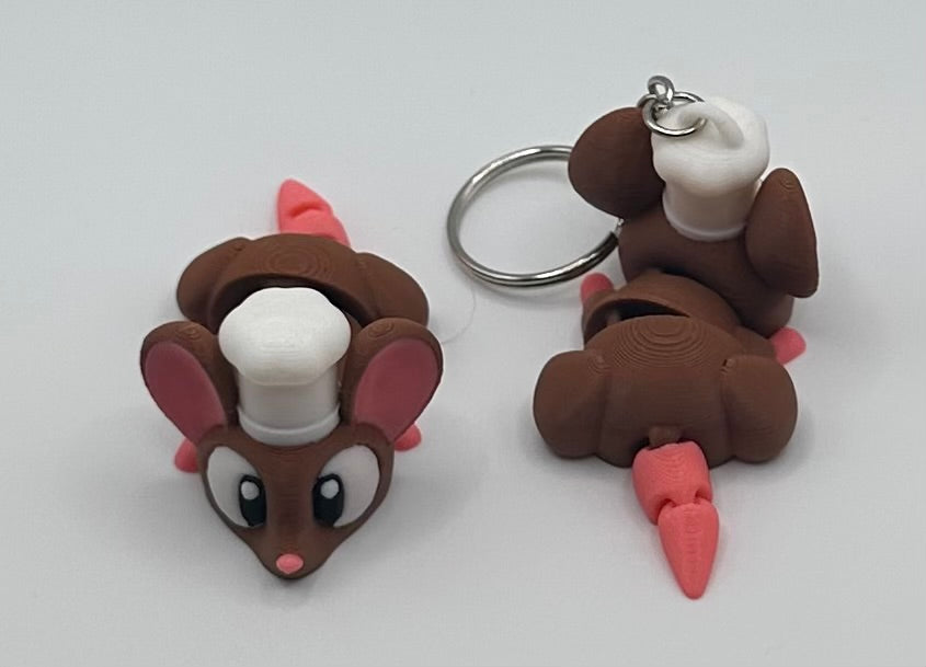 3D Printed Flexi Chef Mouse | Articulated Fidget Toy | Cute Desk Buddy | Keyring Gift for Mouse Lovers