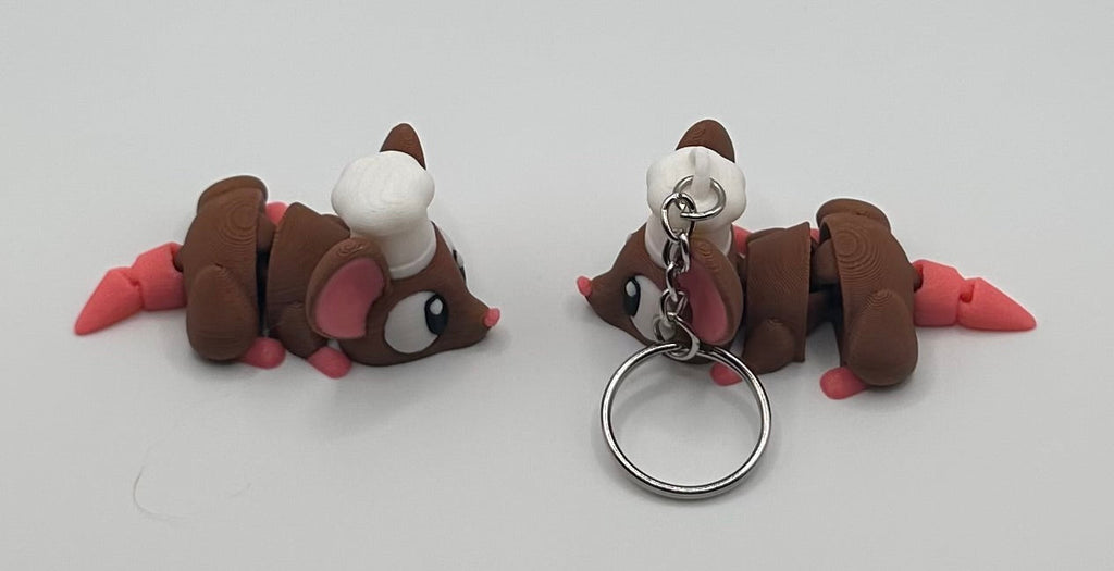 3D Printed Flexi Chef Mouse | Articulated Fidget Toy | Cute Desk Buddy | Keyring Gift for Mouse Lovers