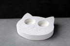 WHITE CONCRETE CAT-FACE TEALIGHT HOLDER