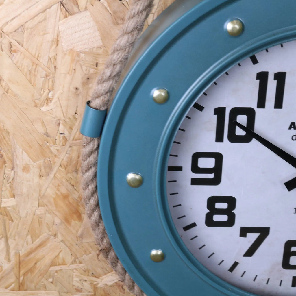 Nautical Wall Clock with Rope and Pulley
