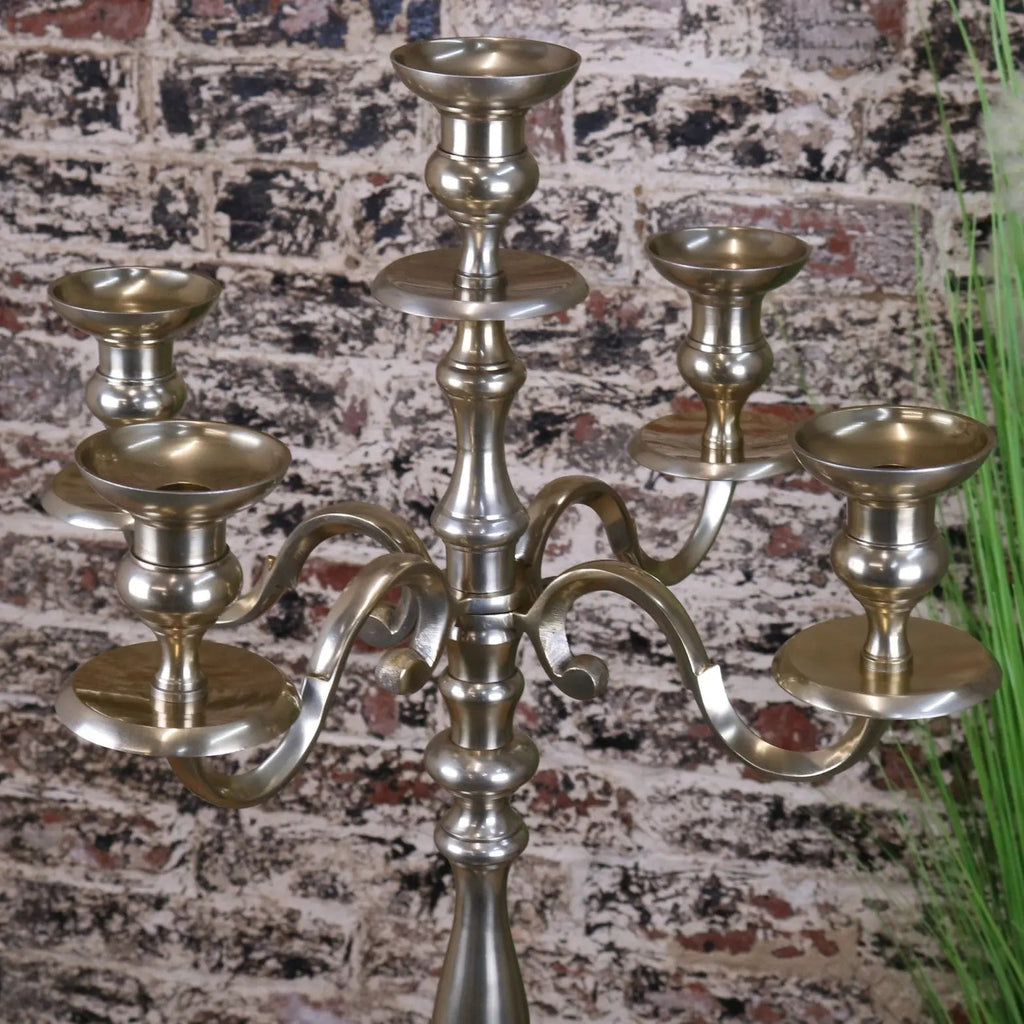 Zira Antiqued Gold 5 Candle Candelabra Centerpiece 84cm