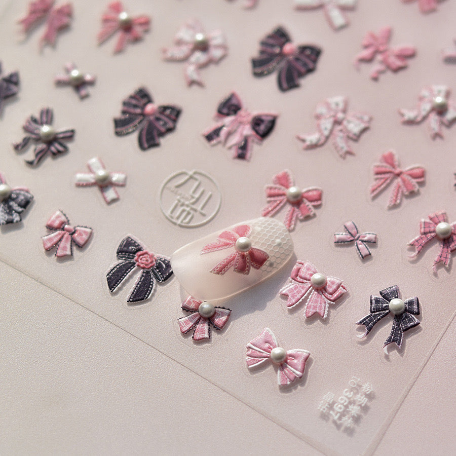 Hello Claws | Black Pink Bowknot Nail Deco Sticker