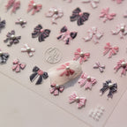 Hello Claws | Black Pink Bowknot Nail Deco Sticker
