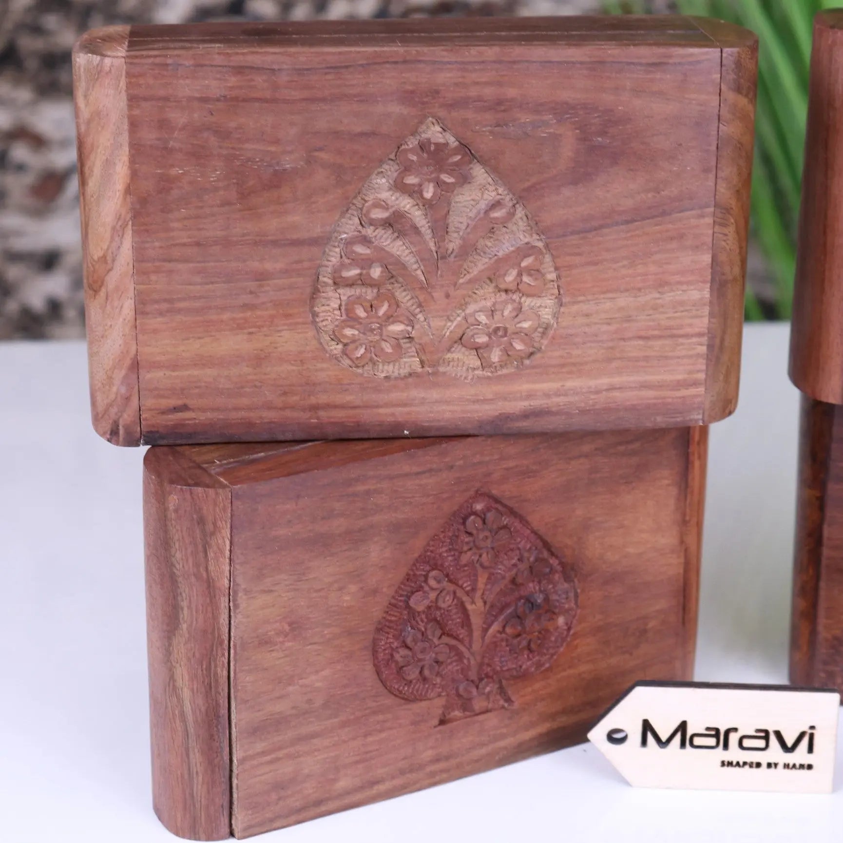 Fata Wooden Playing Card Box Set of 4 Sheesham Wood