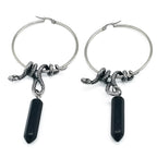 Serpent's Lair Snake Crystal Hoops Onyx Crystal
