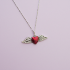 Pastel Goth Angel Heart Pendant Necklace