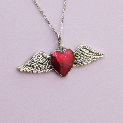 Pastel Goth Angel Heart Pendant Necklace