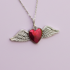 Pastel Goth Angel Heart Pendant Necklace