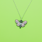 Pink Death Moth Pendant Necklace